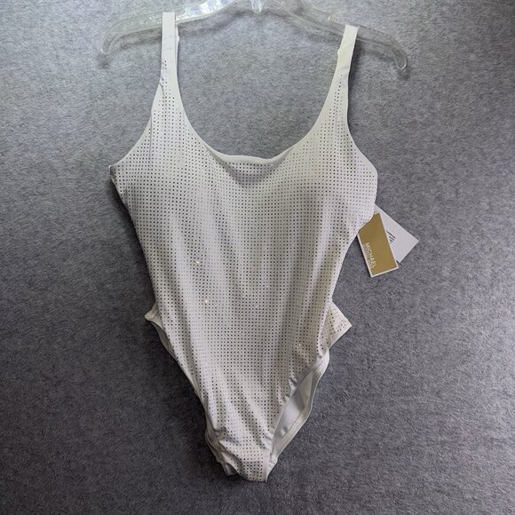 Michael Kors Swimsuit 12 One Piece White Studded Rhinestones Bride Honeymoon - Picture 3 of 11